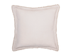dove colored luxury pillow with hand crocheted trim