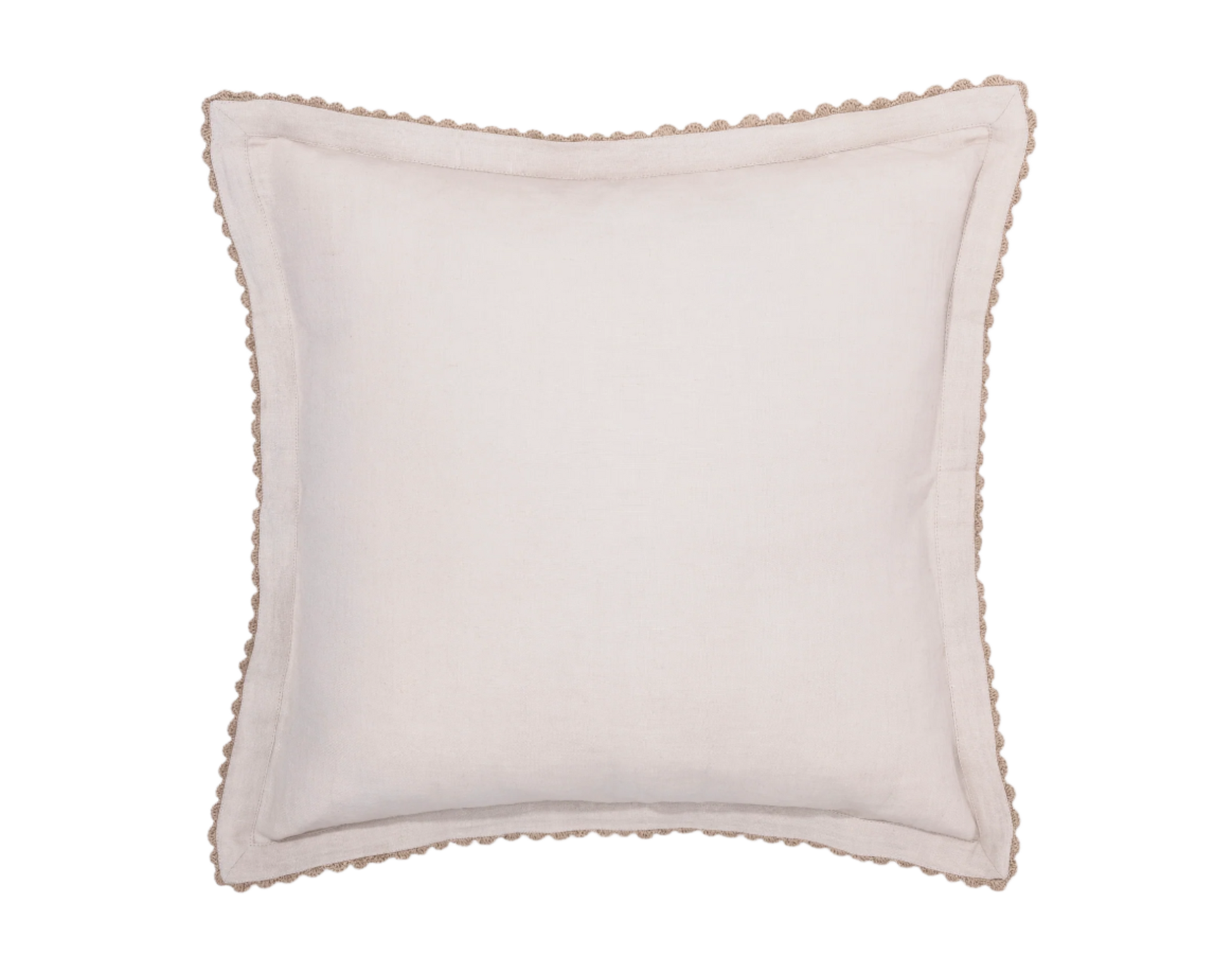 dove colored luxury pillow with hand crocheted trim