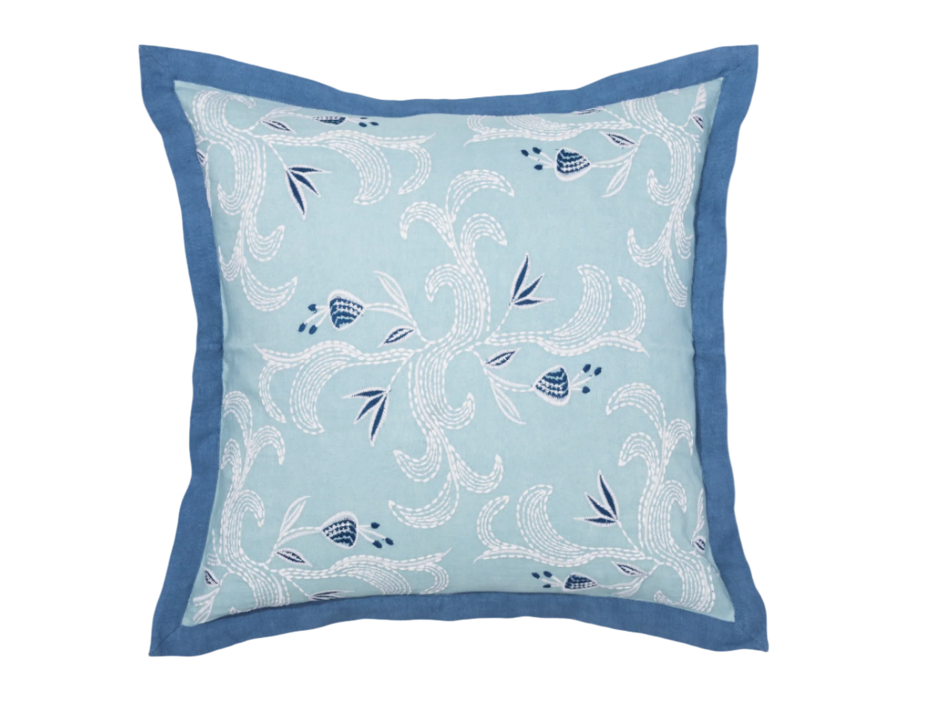 marseille cobalt pillow against a white background