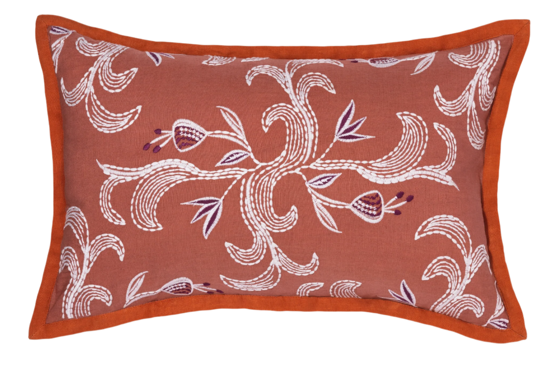 marseille persimmon pillow on white background