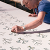 BLOCK POPPY PRINT LINEN THROW BLANKET