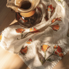 BLOCK POPPY PRINT LINEN TEA TOWEL