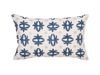 hand-blocked blue and white textile lumbar pillow