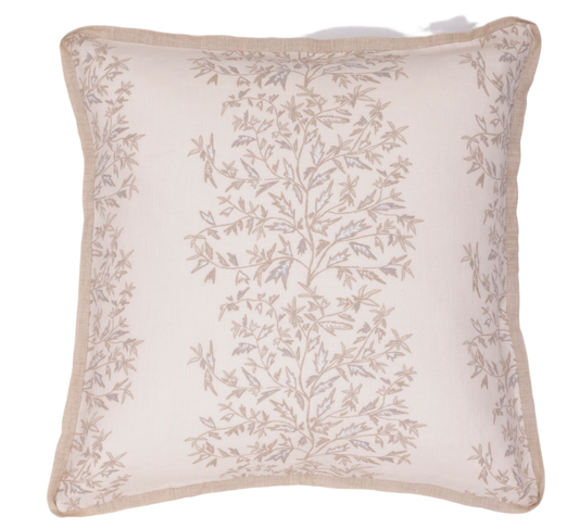 holly vine natural floral pillow against a white background