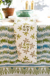 Maison Venu Leyla
hand block-printed Tablecloth in Verde colorway, linen cotton blend