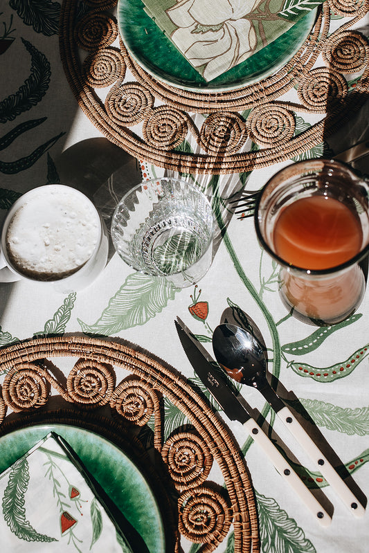 Tuileries Tablecloth Blockprinted Trim