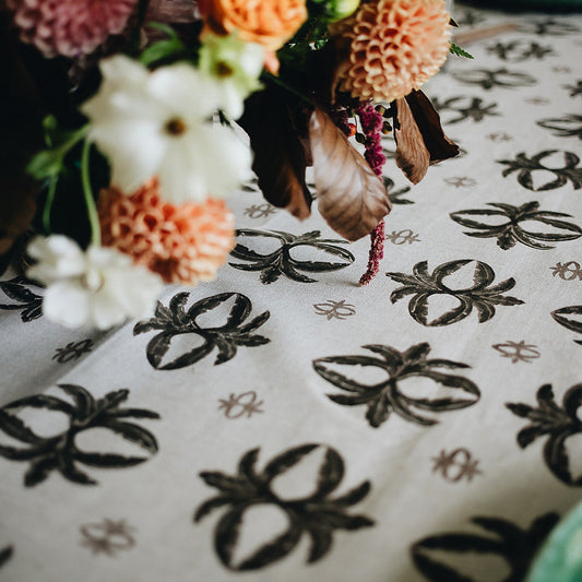 Maison Venu Prytania
hand block-printed Runner in Chocolate colorway, linen cotton blend