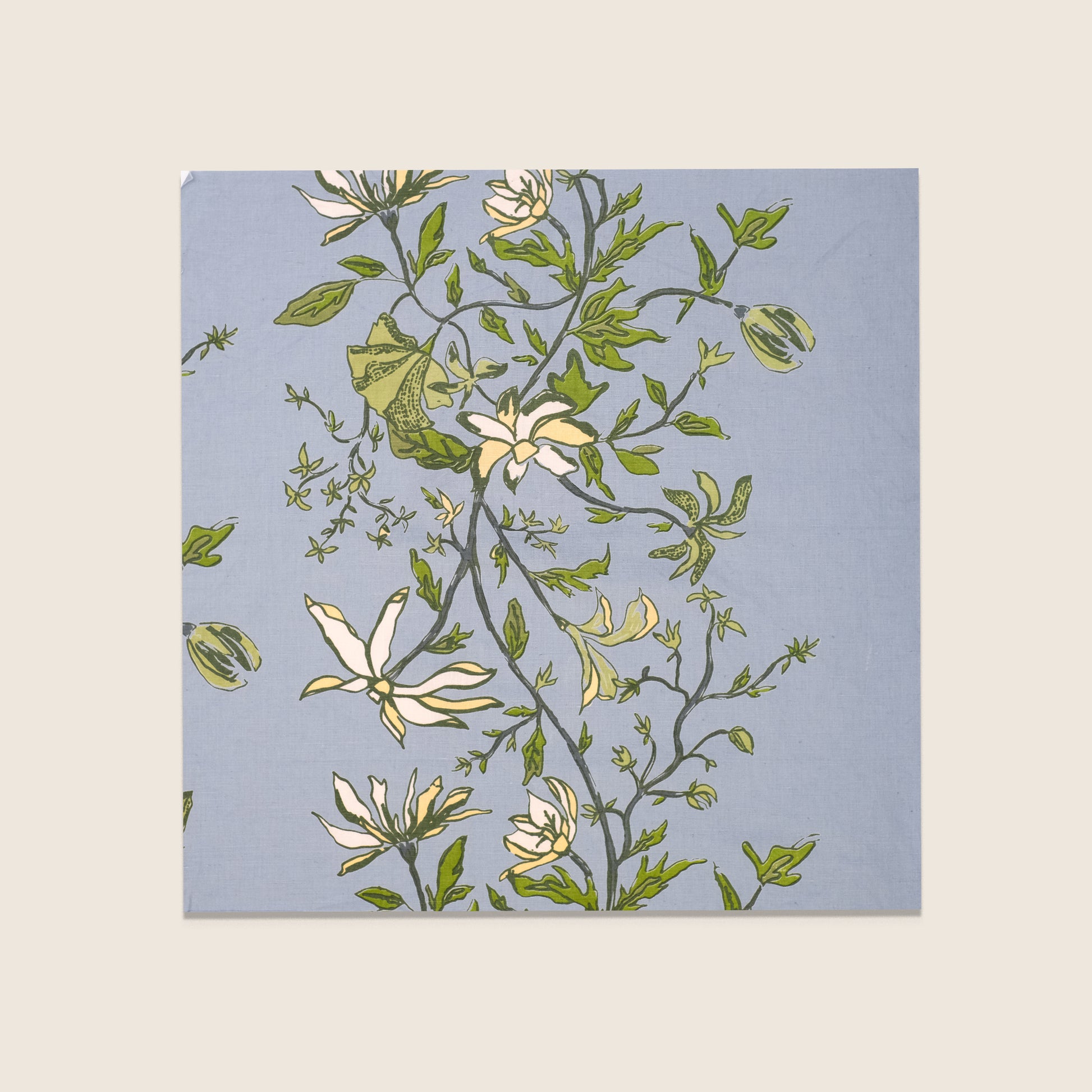 Maison Venu Camille Hand Block Printed Fabric in Botanical Linen Cotton blend