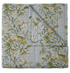 Maison Venu Camille Hand Block Printed  Quilt in botanical Linen Cotton blend 