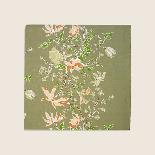 Maison Venu Camille Hand Block Printed Napkin in Herb Linen Cotton blend
