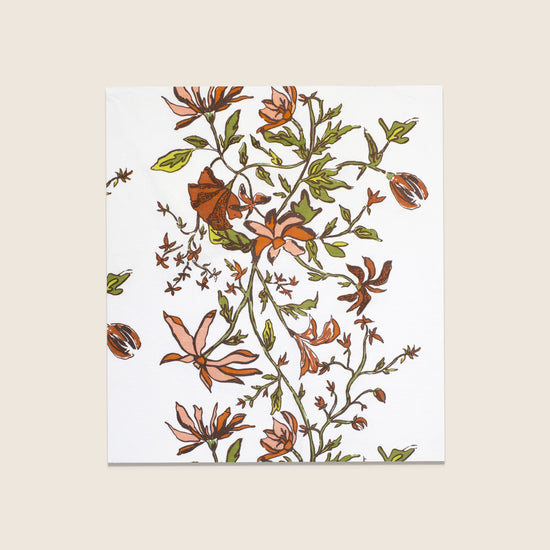 Maison Venu Camille Hand Block Printed Fabric in Rose Garden Linen Cotton blend