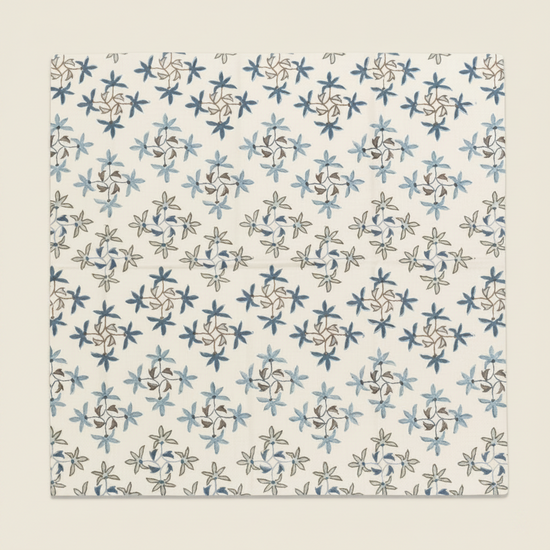 Maison Venu Celeste Hand Block Printed Napkin in Lapis Linen Cotton blend
