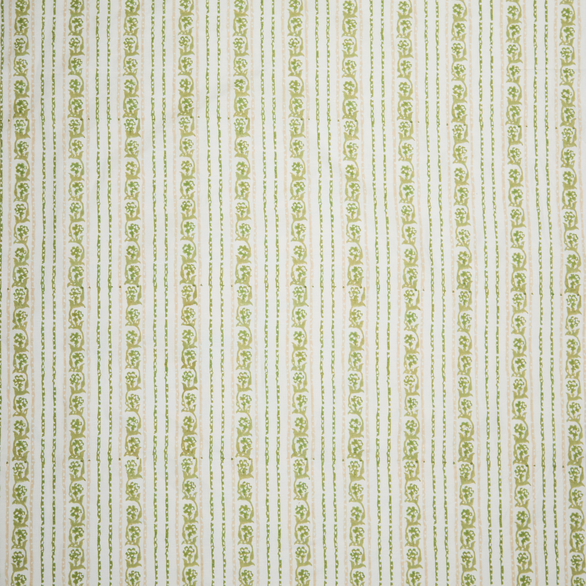 Maison Venu Elise Hand Block Printed Fabric in Herb Linen Cotton blend
