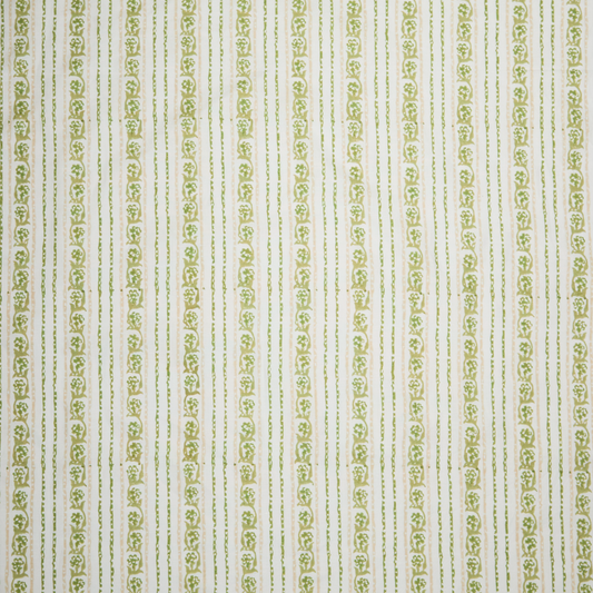 Maison Venu Elise Hand Block Printed Fabric in Herb Linen Cotton blend