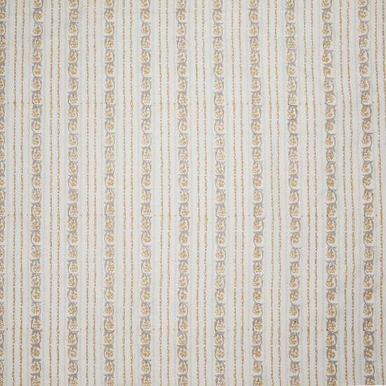 Maison Venu Elise Hand Block Printed Fabric in  Natural Linen Cotton blend