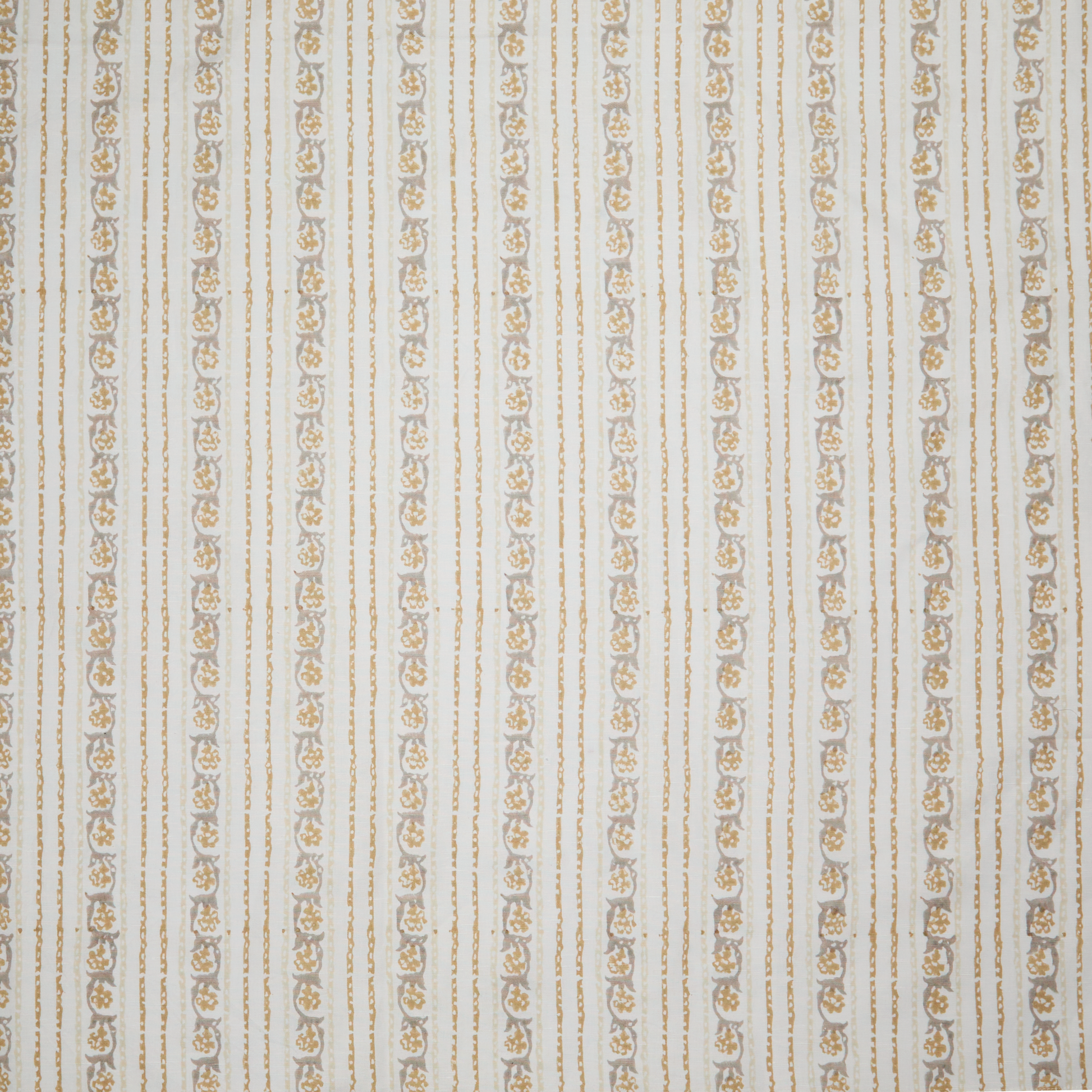 Maison Venu Elise Hand Block Printed Fabric in  Natural Linen Cotton blend
