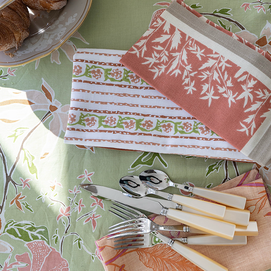 Maison Venu Elise Hand Block Printed Napkin in Peony Linen Cotton blend
