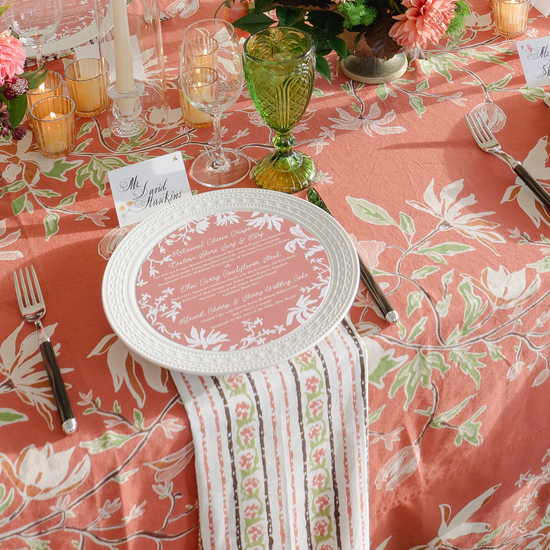 Maison Venu Elise Hand Block Printed Napkin in Peony Linen Cotton blend