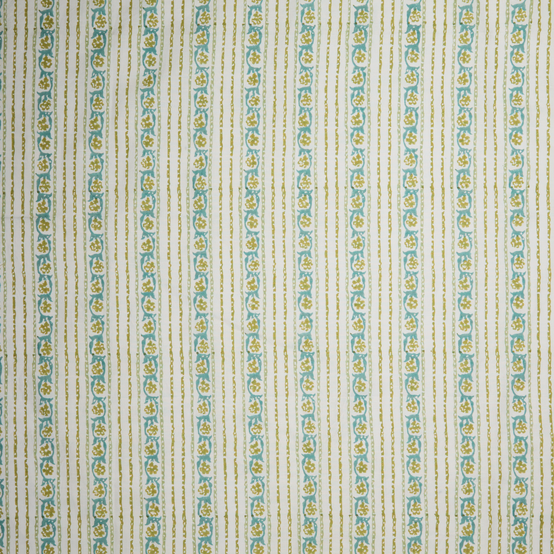 Maison Venu Elise Hand Block Printed Fabric in Seafoam Linen Cotton blend