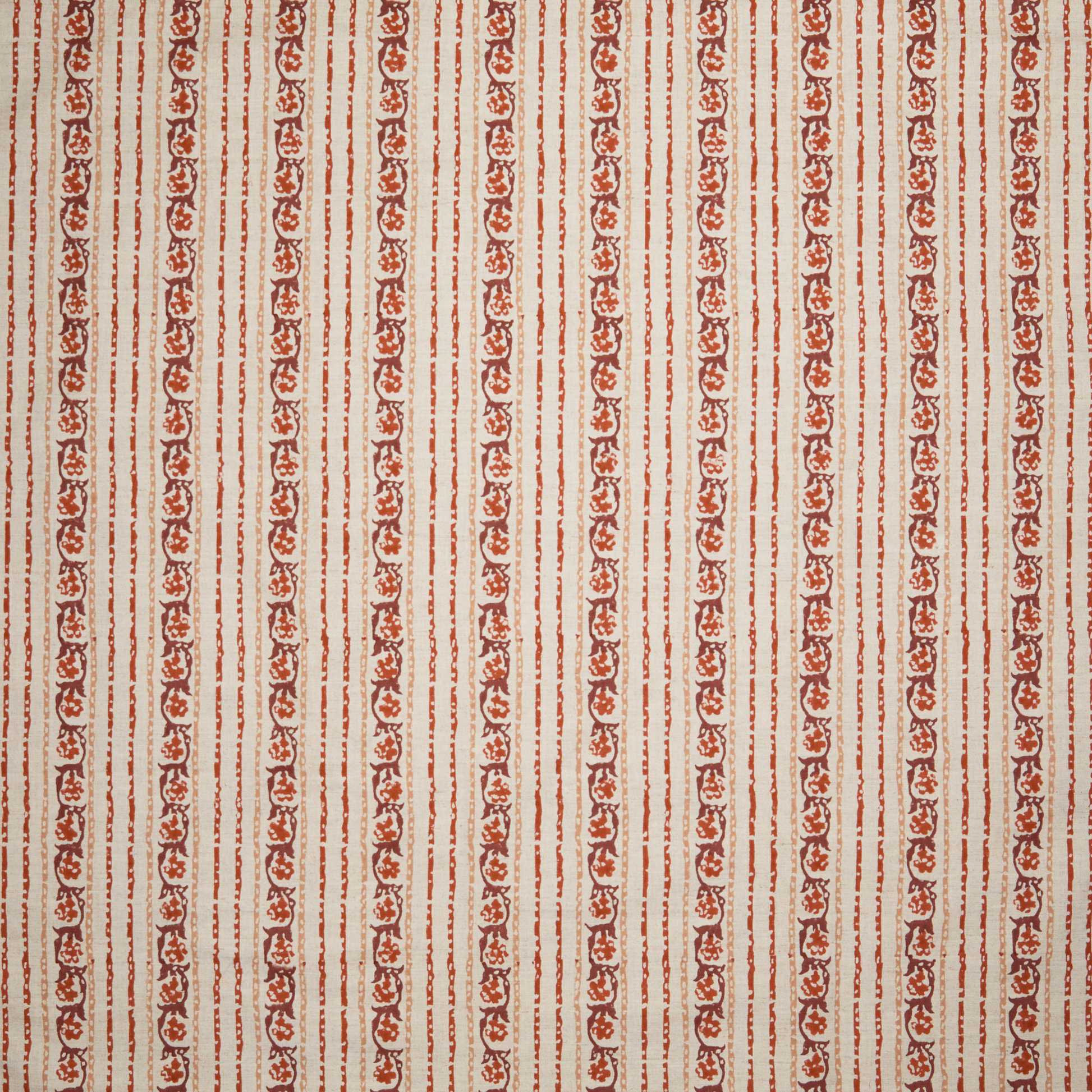 Maison Venu Elise Hand Block Printed Fabric in Spice Linen Cotton blend