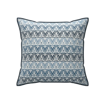 Maison Venu Ines Hand Block Printed Garden Decorative Pillow in Lapis Linen Cotton blend