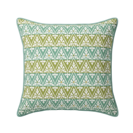 Maison Venu Ines Hand Block Printed Garden Decorative Pillow in Sungold Linen Cotton blend