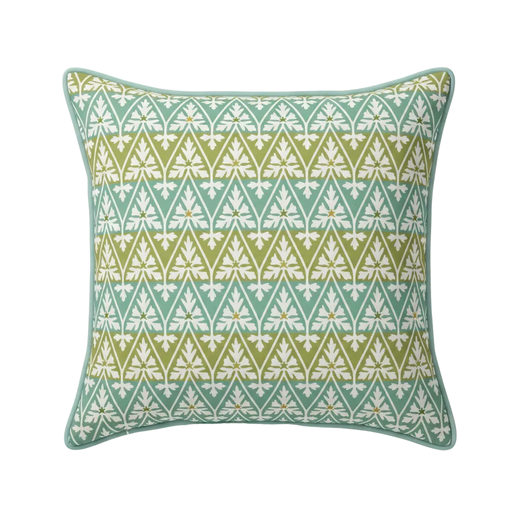 Maison Venu Ines Hand Block Printed Garden Decorative Pillow in Sungold Linen Cotton blend