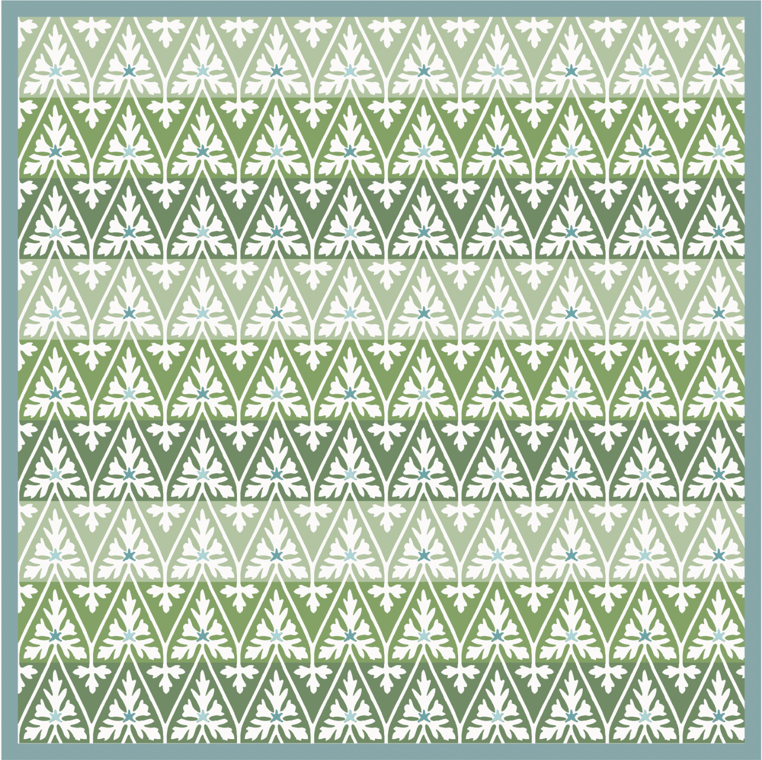 Maison Venu Ines Hand Block Printed Garden Decorative Pillow in Seafoam Linen Cotton blend