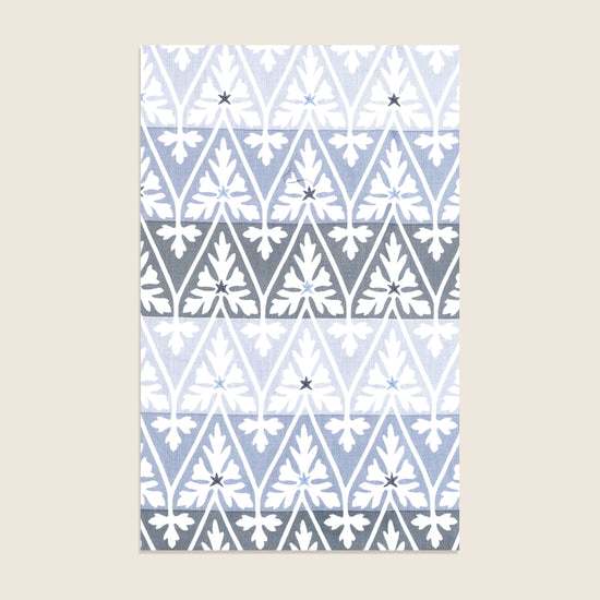 Maison Venu Ines Hand Block Printed Garden Decorative Pillow in Lapis Linen Cotton blend