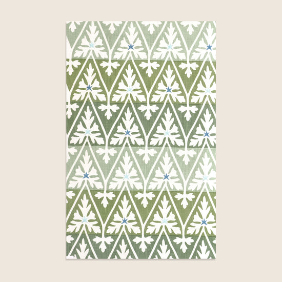 Maison Venu Ines Hand Block Printed Garden Decorative Pillow in Seafoam Linen Cotton blend