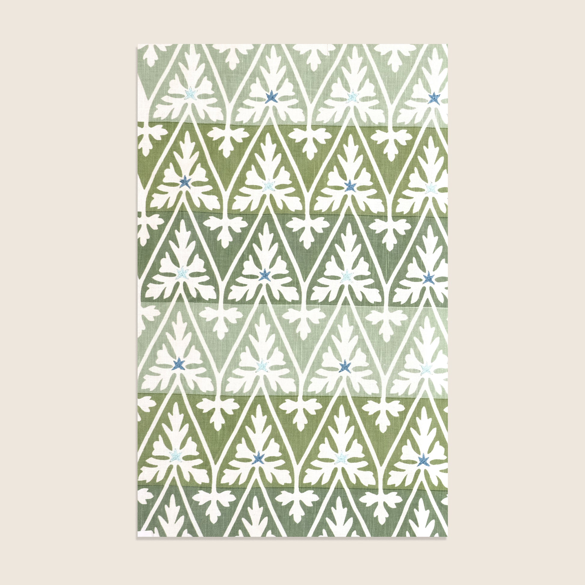 Maison Venu Ines Hand Block Printed Garden Decorative Pillow in Seafoam Linen Cotton blend