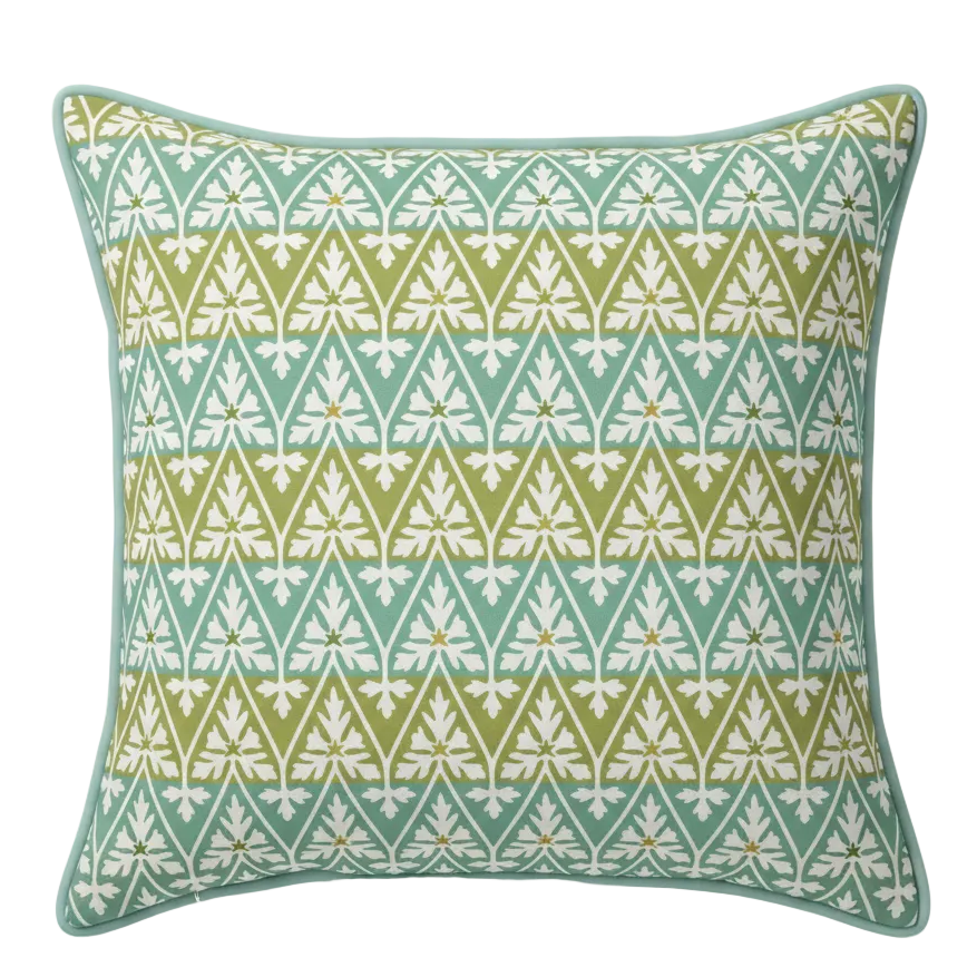 Maison Venu Ines Hand Block Printed Garden Decorative Pillow in Sungold Linen Cotton blend