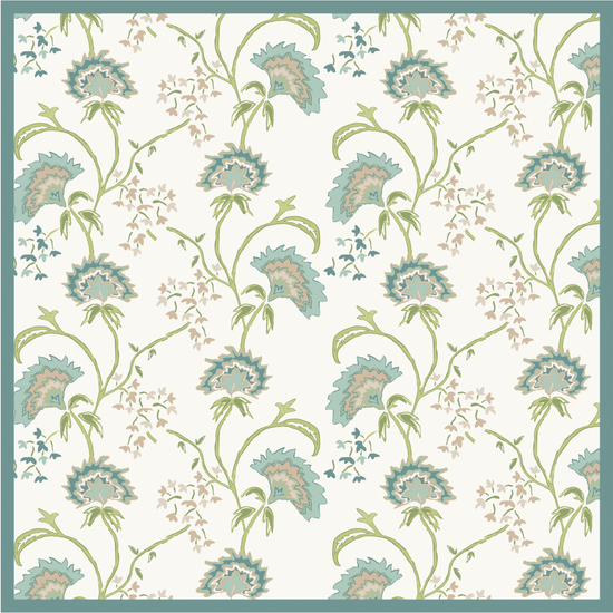 Maison Venu Beatrice Hand Block Printed Garden Decorative Pillow in Calypso Linen Cotton blend