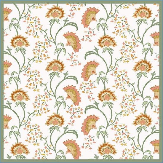 Maison Venu Beatrice Hand Block Printed Garden Decorative Pillow in `unch Linen Cotton blend