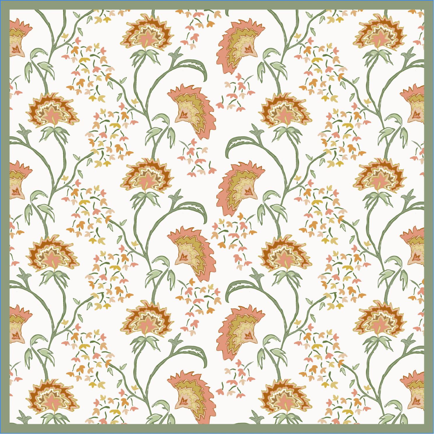 Maison Venu Beatrice Hand Block Printed Garden Decorative Pillow in `unch Linen Cotton blend