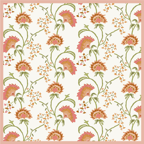 Maison Venu Beatrice Hand Block Printed Garden Decorative Pillow in Clay Linen Cotton blend