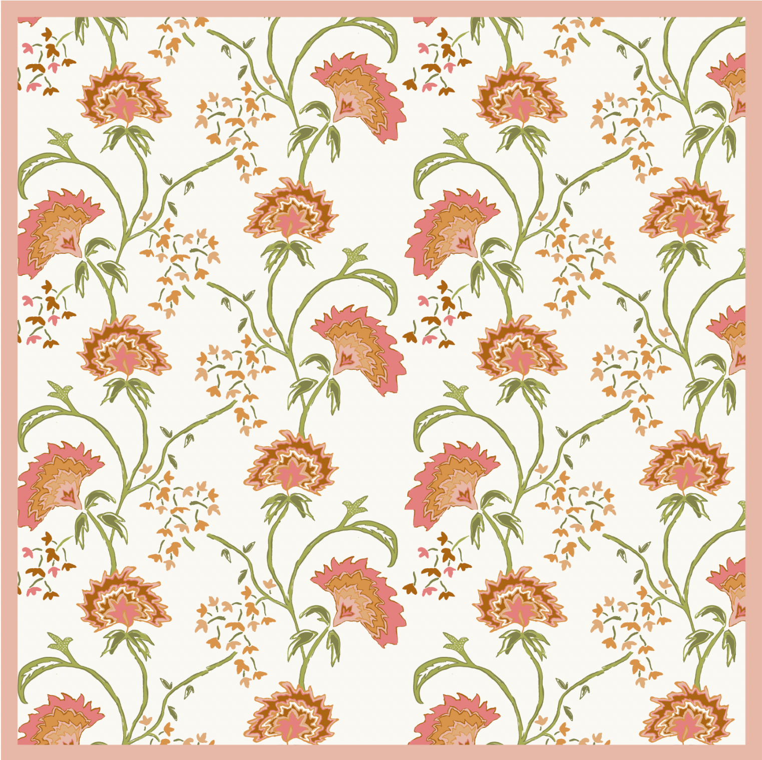 Maison Venu Beatrice Hand Block Printed Garden Decorative Pillow in Clay Linen Cotton blend