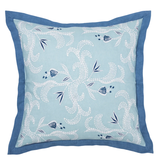 marseille cobalt pillow against a white background