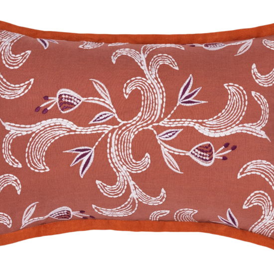 marseille persimmon pillow on white background