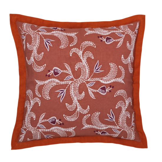 Marseille persimmon pillow with white background
