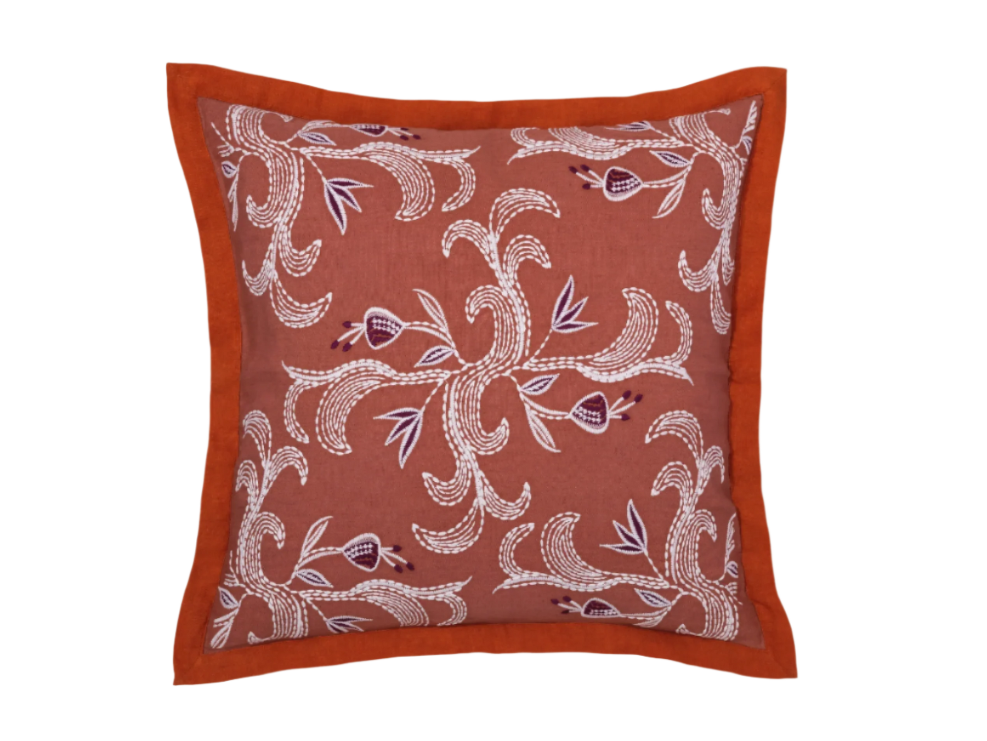 Marseille persimmon pillow with white background
