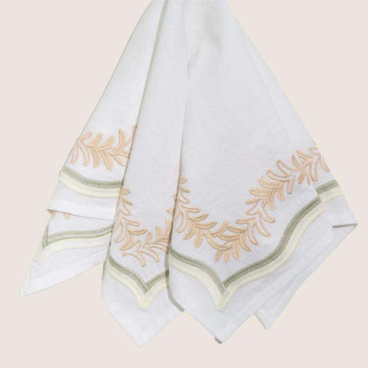 Maison Venu Palmerie Hand Block Printed Napkin in Natural Linen Cotton blend