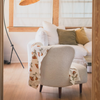 BLOCK POPPY PRINT LINEN THROW BLANKET