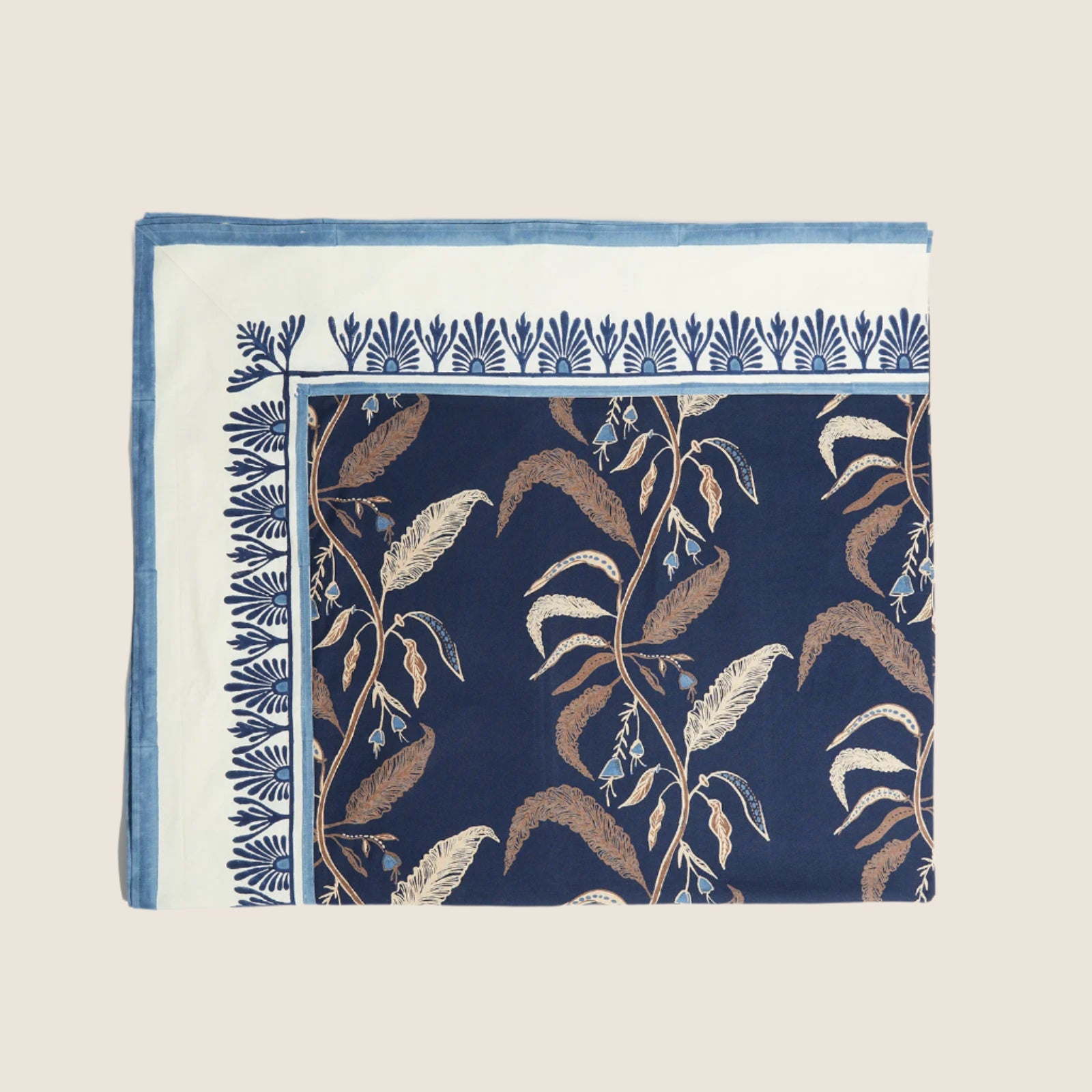 woodsy tablecloth against a white background
