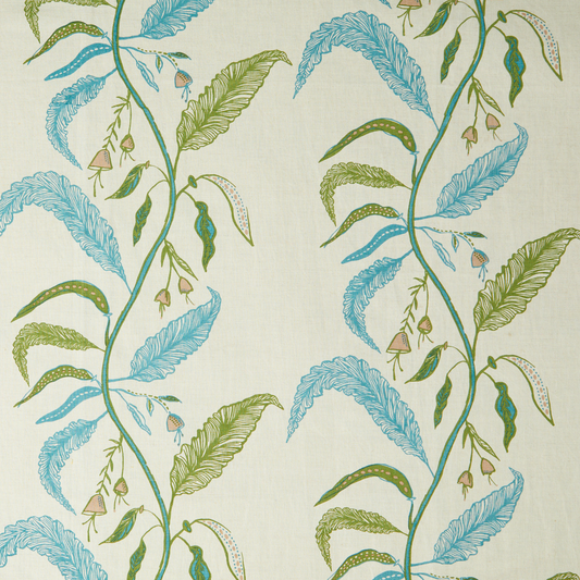 Maison Venu Tuileries Hand Block Printed  Quilt in Foliage Linen Cotton blend 