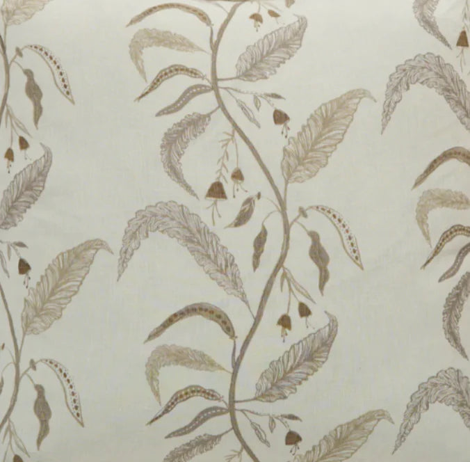Maison Venu Tuileries Hand Block Printed  Quilt in Natural Linen Cotton blend 