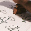 BLOCK POPPY PRINT LINEN TEA TOWEL