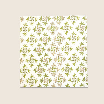 Maison Venu Celeste Hand Block Printed Napkin in Grass Linen Cotton blend