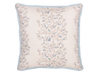 holly vine mer pillow with contrasting light blue trim on a white background