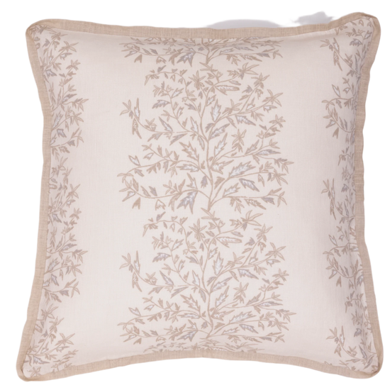 holly vine natural floral pillow against a white background